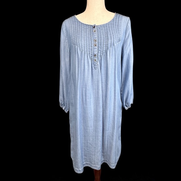 Tommy Bahama Dresses & Skirts - Tommy Bahama Blue Chambray Shirt Dress Coastal Grandma Weekend Size Medium
